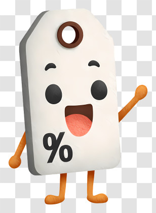 Grey Discount Price Tag - Cute Discount Price Tag Mascot Transparent PNG
