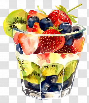 Fruit Parfait - Fresh Fruit Salad In A Glass Illustration Transparent PNG