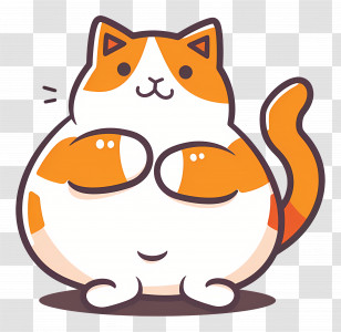 Kawaii Cat - Content Round Orange And White Cat Transparent PNG