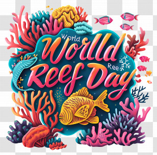Marine Conservation - Vibrant World Reef Day Coral Illustration Transparent PNG
