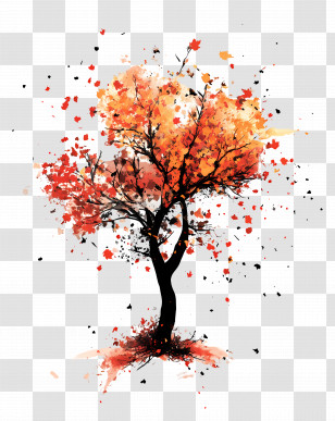 Autumn Begins - Vibrant Autumn Tree Artwork Transparent PNG