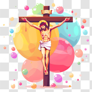 Crucifix - Colorful Crucifixion Illustration Transparent PNG