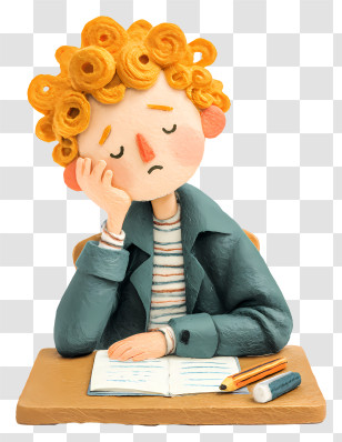 Bored Student - Bored Student At Desk Transparent PNG