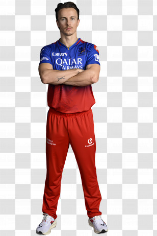 Red And Blue Colors - Cricket Player In Uniform Transparent PNG