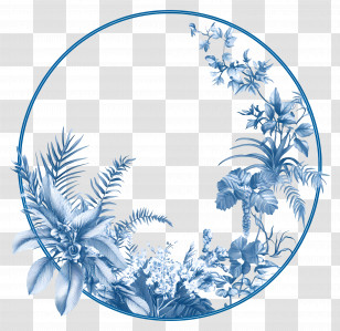Blue Circle Frame - Blue Circular Floral Frame Transparent PNG