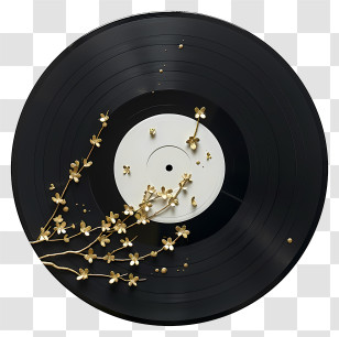 Vinyl Record - Vinyl Record With Floral Decoration Transparent PNG