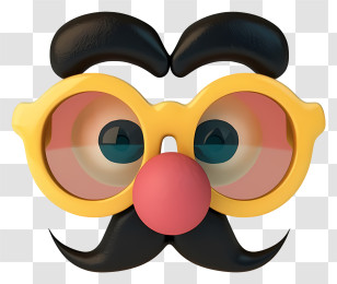 Cartoon Funny Groucho Nose Glasses - Cartoon Face With Glasses And Mustache Transparent PNG