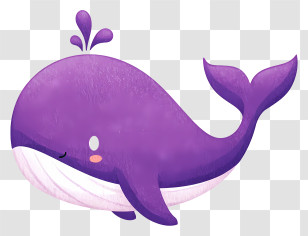 Watercolor Whale - Purple Whale Cartoon Illustration Transparent PNG