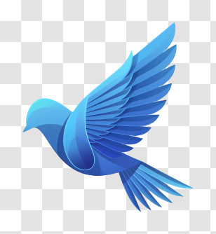 Icon - Graceful Blue Bird In Flight Transparent PNG