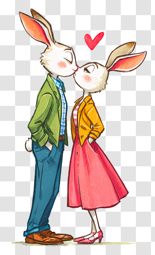 Romance Bunny - Rabbits In Love Transparent PNG