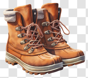 Winter Boots - Durable Brown Hiking Boots With Laces Transparent PNG