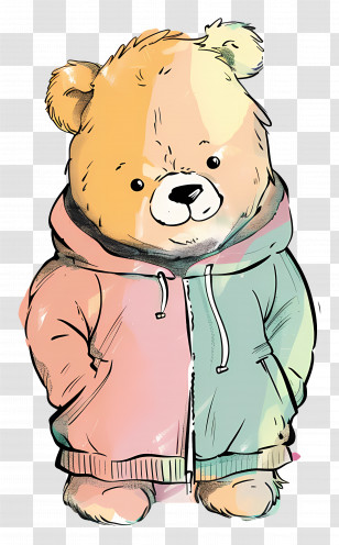 Bear - Cute Bear In Colorful Hoodie Transparent PNG