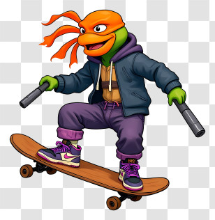 Teenage Mutant Ninja Turtle - Skateboarding Orange-Masked Turtle Transparent PNG