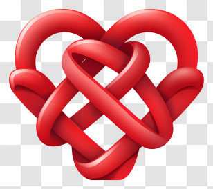 Red Heart - Red Intertwined Heart Symbol Of Love Transparent PNG