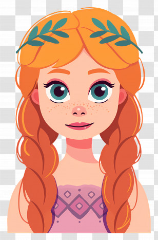 Princess Anna - Cartoon Girl With Braided Hair Transparent PNG