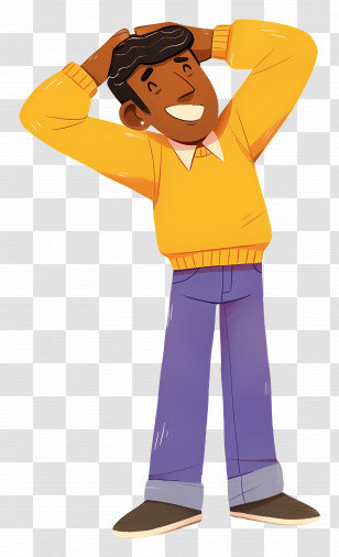 Yawning Man - Happy Man In Yellow Sweater Transparent PNG