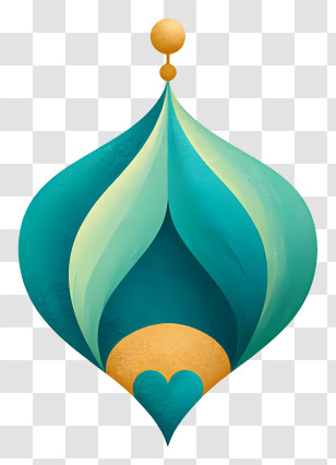 Mosque Dome Logo - Teal Gold Decorative Hanging Ornament Transparent PNG