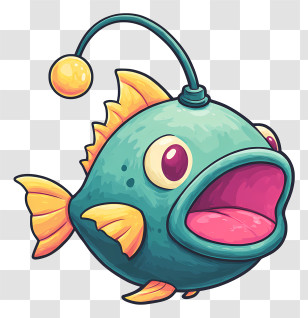 Andlar From Bomberman - Teal Cartoon Anglerfish Transparent PNG