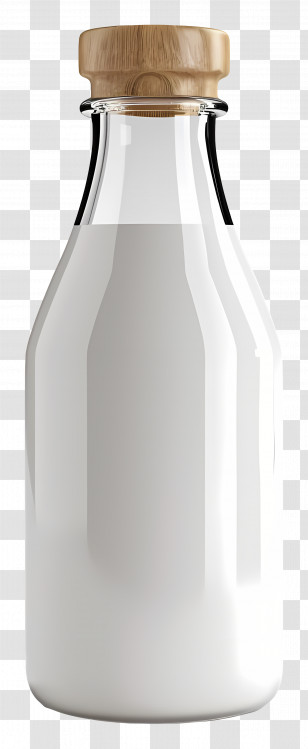 Milk Bottle - Glass Bottle Of Milk With Wooden Lid Transparent PNG