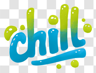 Chill Logo - Chill Blue Green Bubble Text Transparent PNG