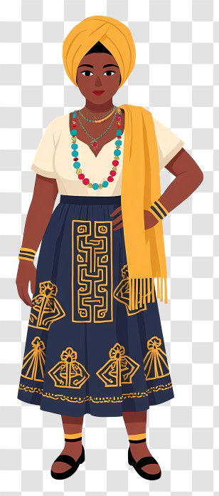 South Africa People - Woman In Traditional Dress With Jewelry Transparent PNG