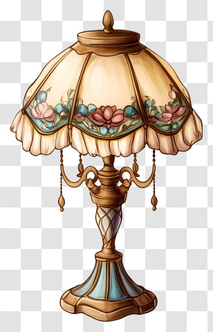 Antique Lamp - Decorative Table Lamp With Floral Design Transparent PNG