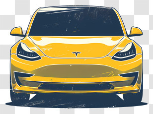 Telsa Car - Yellow Tesla Car Illustration Transparent PNG