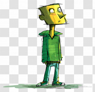 Cartoon People - Cartoon Boy In Green Hoodie Transparent PNG