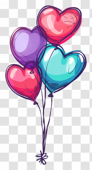 Balloons - Colorful Heart Balloons Transparent PNG