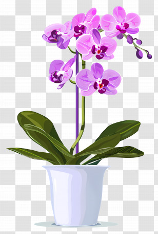 Orchid Flower - Purple Orchid Plant In Decorative Pot Transparent PNG