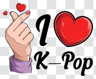 Kpop - I Love K-Pop Sign Transparent PNG