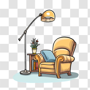 Couch And Lamp - Cozy Reading Corner With Armchair And Lamp Transparent PNG