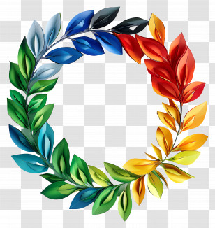 Paper Cut - Rainbow Leaf Wreath In Vibrant Hues Transparent PNG