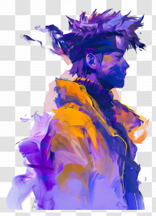 Oil Painting - Colorful Anime Character Profile Transparent PNG