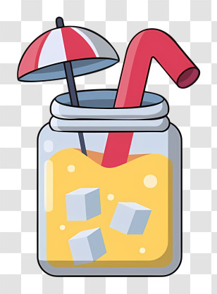 Beach - Refreshing Drink In Jar With Straw And Umbrella Transparent PNG