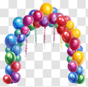 Birthday Balloon Arch Vector 3d - Colorful Rainbow Balloon Arch Transparent PNG