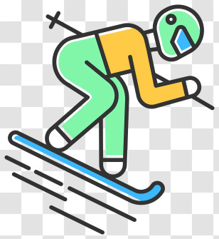 Skiing Outfit - Minimalist Skier Illustration Transparent PNG
