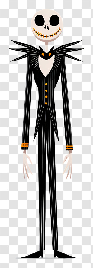 Jack Skellington - Tall Skeleton In Pinstripe Suit Transparent PNG