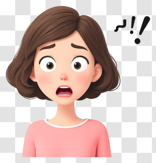 Surprised Woman - Surprised Woman Cartoon Portrait Transparent PNG