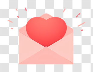 Mail - Romantic Red Envelope With Heart Transparent PNG