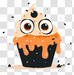 Halloween Cupcake - Spooky Halloween Cupcake With Monster Eyes Transparent PNG