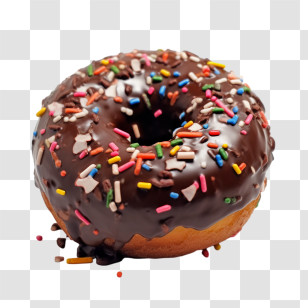 Chocolate Donut
 - Chocolate Glazed Donut With Colorful Sprinkles Transparent PNG