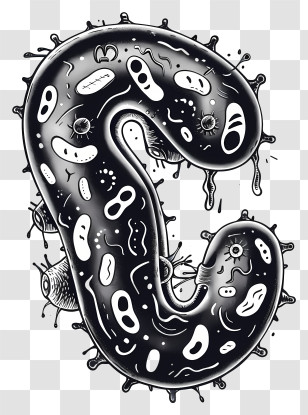 Bacterium - Black Cartoon Bacteria Illustration Transparent PNG