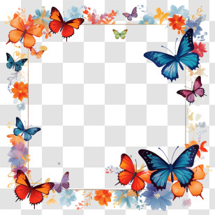 Butterfly
 - Colorful Butterfly And Flower Border Illustration Transparent PNG