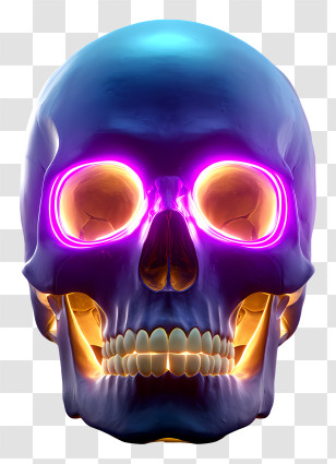 Skull With Glowing Neon Eyes - Neon Skull With Glowing Eyes Transparent PNG