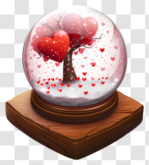 Valentine Snowglobe - Heart Snow Globe With Tree And Hearts Transparent PNG