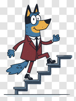 Bluey Climbing Stairs - Business Dog Climbing Stairs Transparent PNG