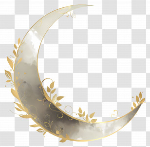 Crescent Moon - Crescent Moon With Leaves Transparent PNG