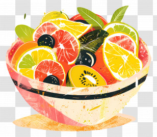 Vegetables And Fruits - Colorful Bowl Of Fruit Salad Illustration Transparent PNG
