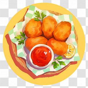 Fried Chicken Nuggets - Crispy Nuggets With Dipping Sauce Transparent PNG